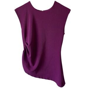 GLAM Purple Asymmetrical Cinched Sleeveless Blouse Size Medium Stretch
